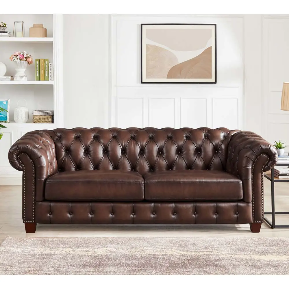 Versailles Hide Sofa Caramel Down Filling Authentic Hide 2 Seat hydeline furniture