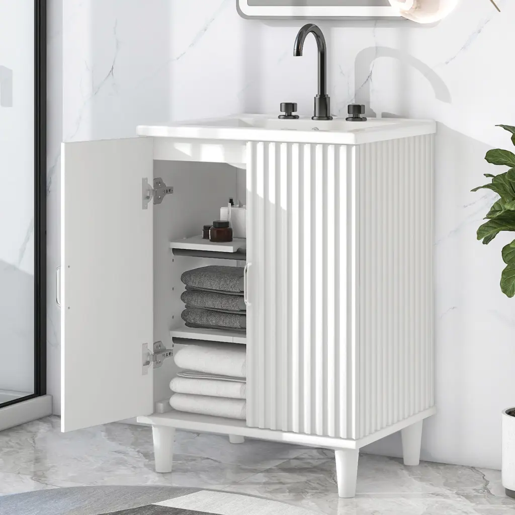 24 Inch Bathroom Vanity Sink Two Door Cabinet Storage Modern Design rnb