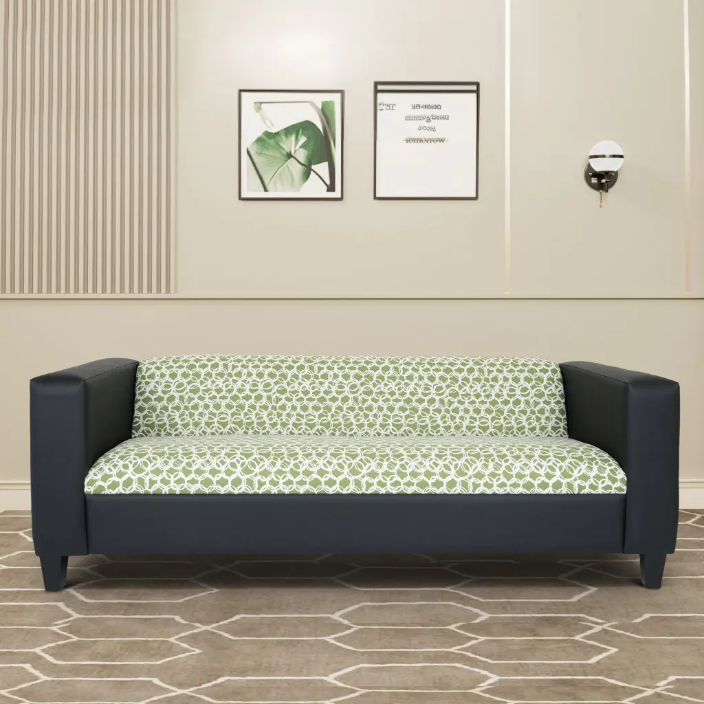 Modern 3 Seater Sofa Polyester and Faux Leather Living Room american-made seating