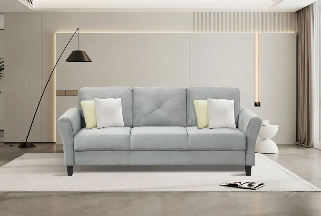 Fashionable Living Room Sofa 3 People Gray Antique Dark Gray Material jiumi