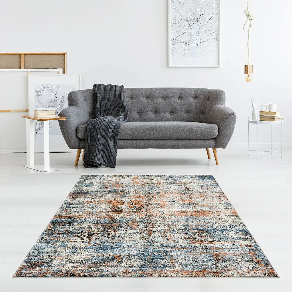 Abstract Area Rug Multi Polyester Non-Slip Living Room Rug jla