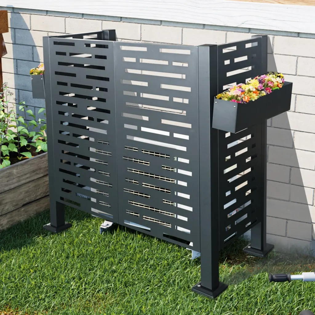 4Ft x 2Ft Air Conditioner Fence Outdoor Units Metal Privacy Fence Cover Sturdy Construction w-540 wwc
