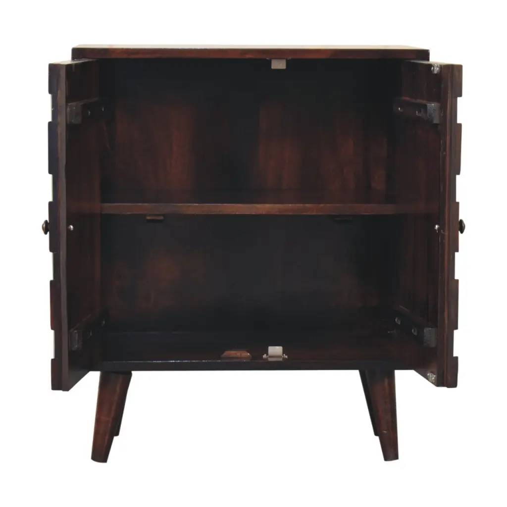 Solid Wood Mini Pineapple Carved Light Walnut Cabinet 1-2 Shelves artisan furniture