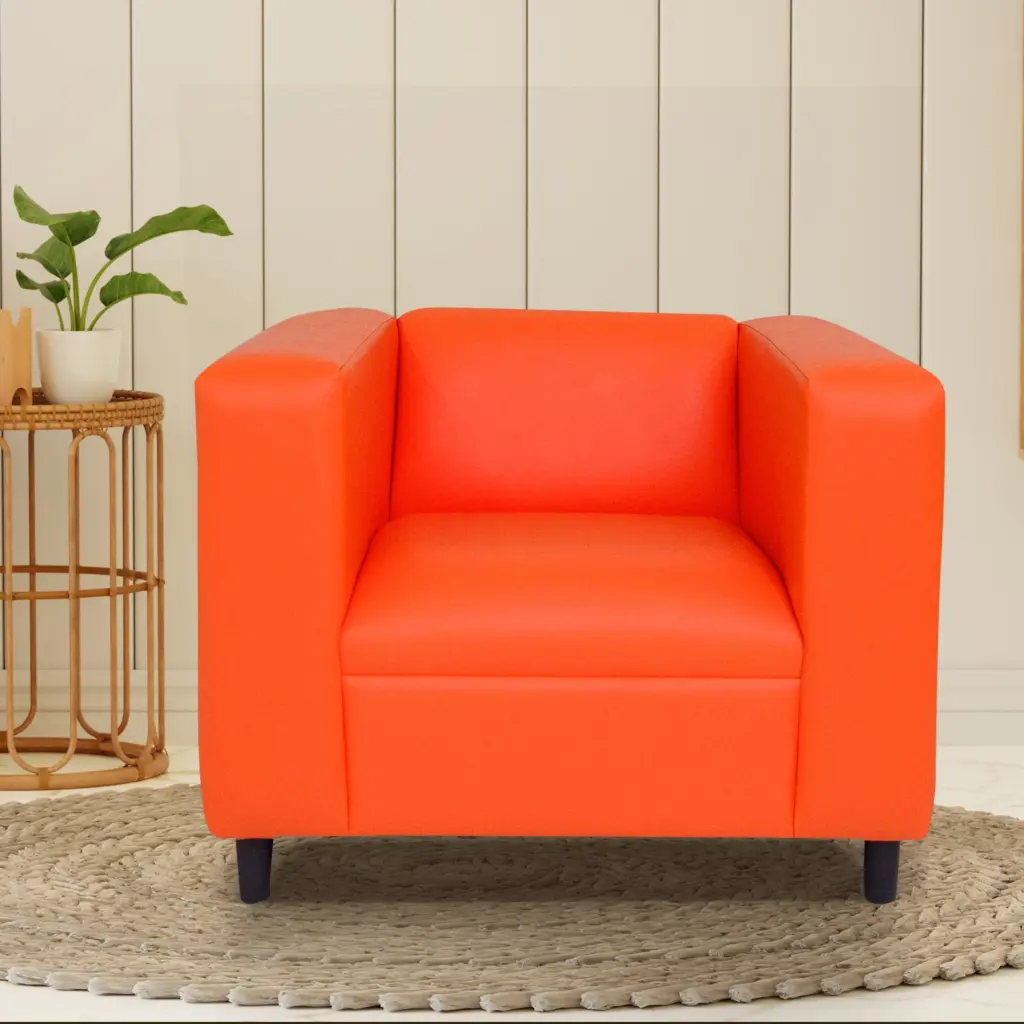 Orange Faux Hide Sofa Chair Modern Sofa Chair Living Room or Bedroom american-made seating