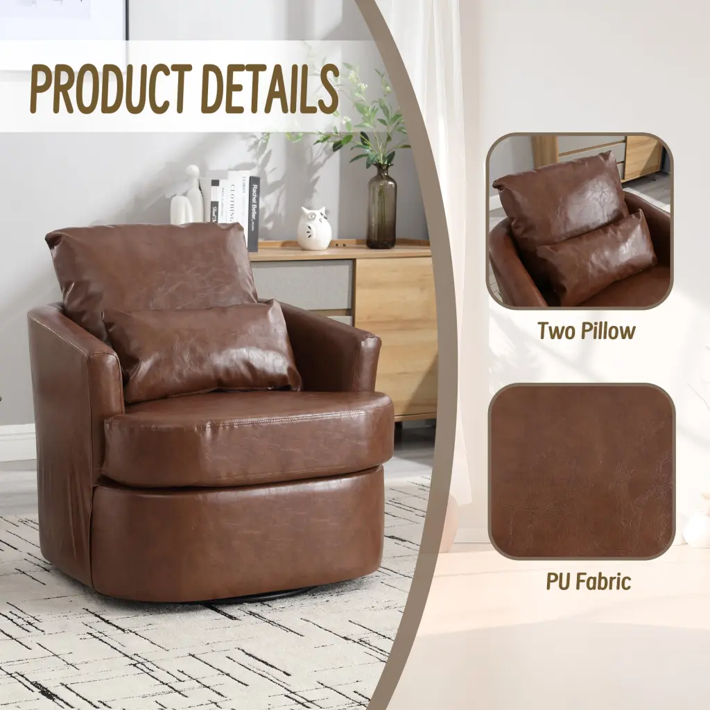 Coolmore Swivel Barrel Chair Comfy Round Accent Sofa Chair Living Room Office coolmore w-395