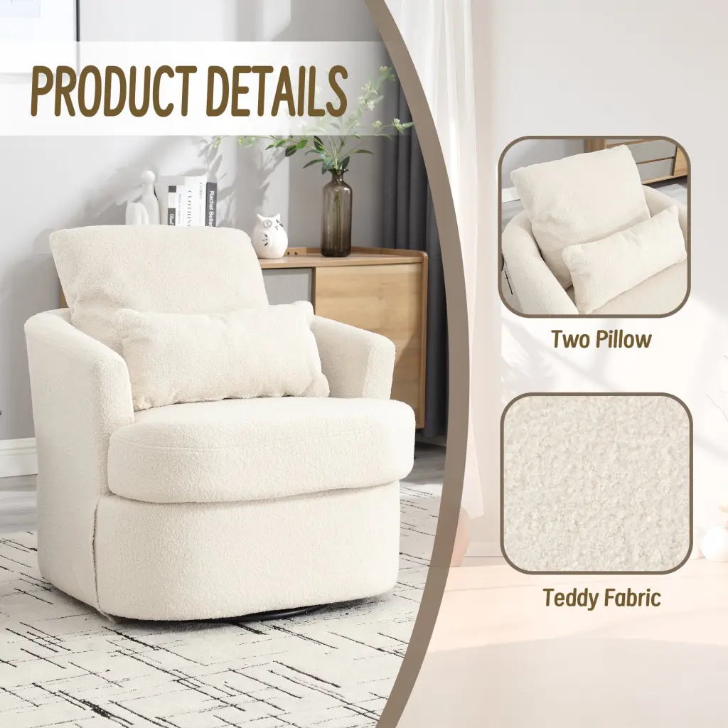 Coolmore Swivel Barrel Chair Comfy Round Accent Sofa Chair Living Room coolmore w-395
