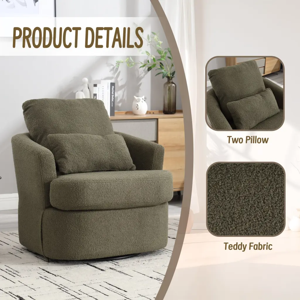 Coolmore Swivel Barrel Chair Round Accent Sofa Living Room coolmore w-395