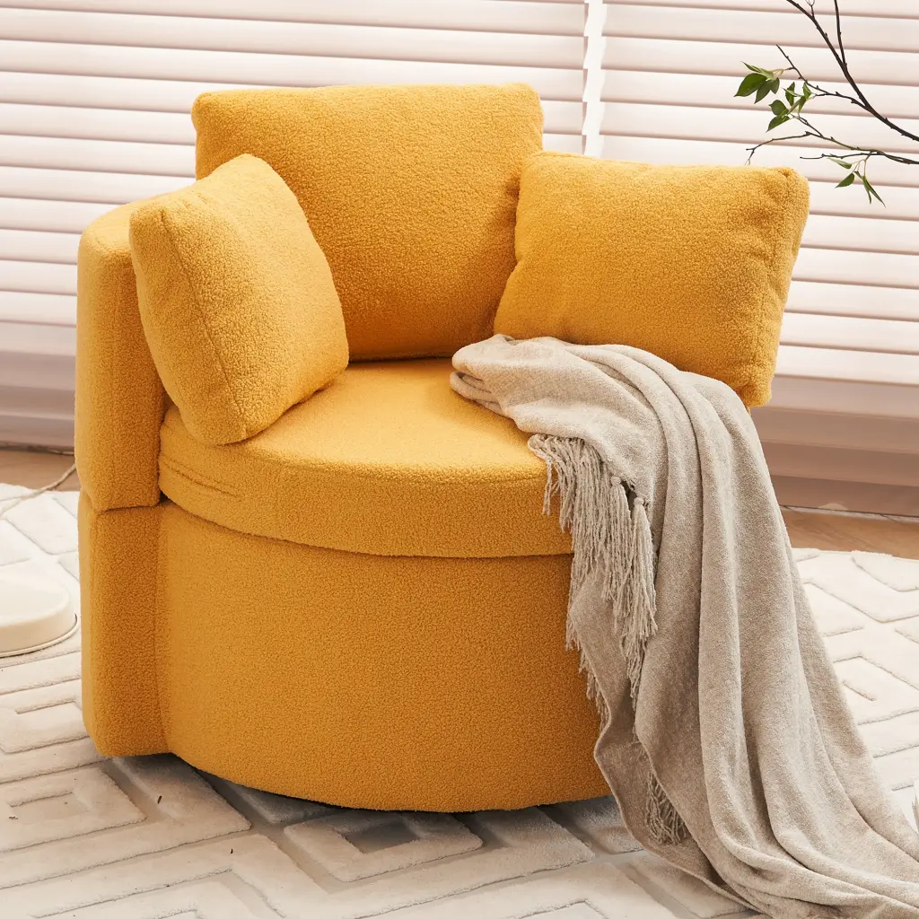 029 Teddy Material Swivel Storage Chair Back Cushion Living Room dg collection