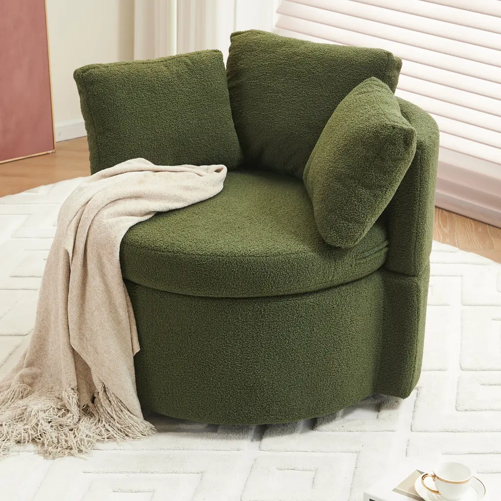 029 Teddy Material Swivel And Storage Chair Back Cushion Living Room dg collection
