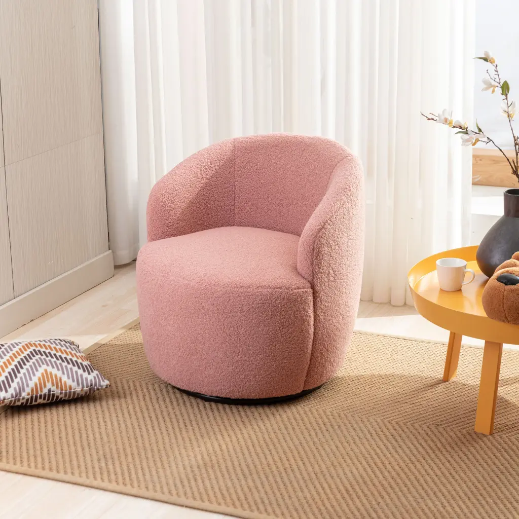 Teddy Swivel Accent Armchair Barrel Chair Black Powder Coat Base dg collection