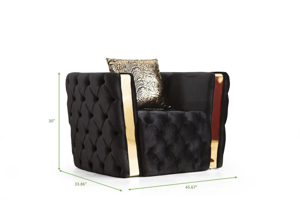 Black Velvet Button Tufted Chair Precious Metal Accents galaxy home furnishings