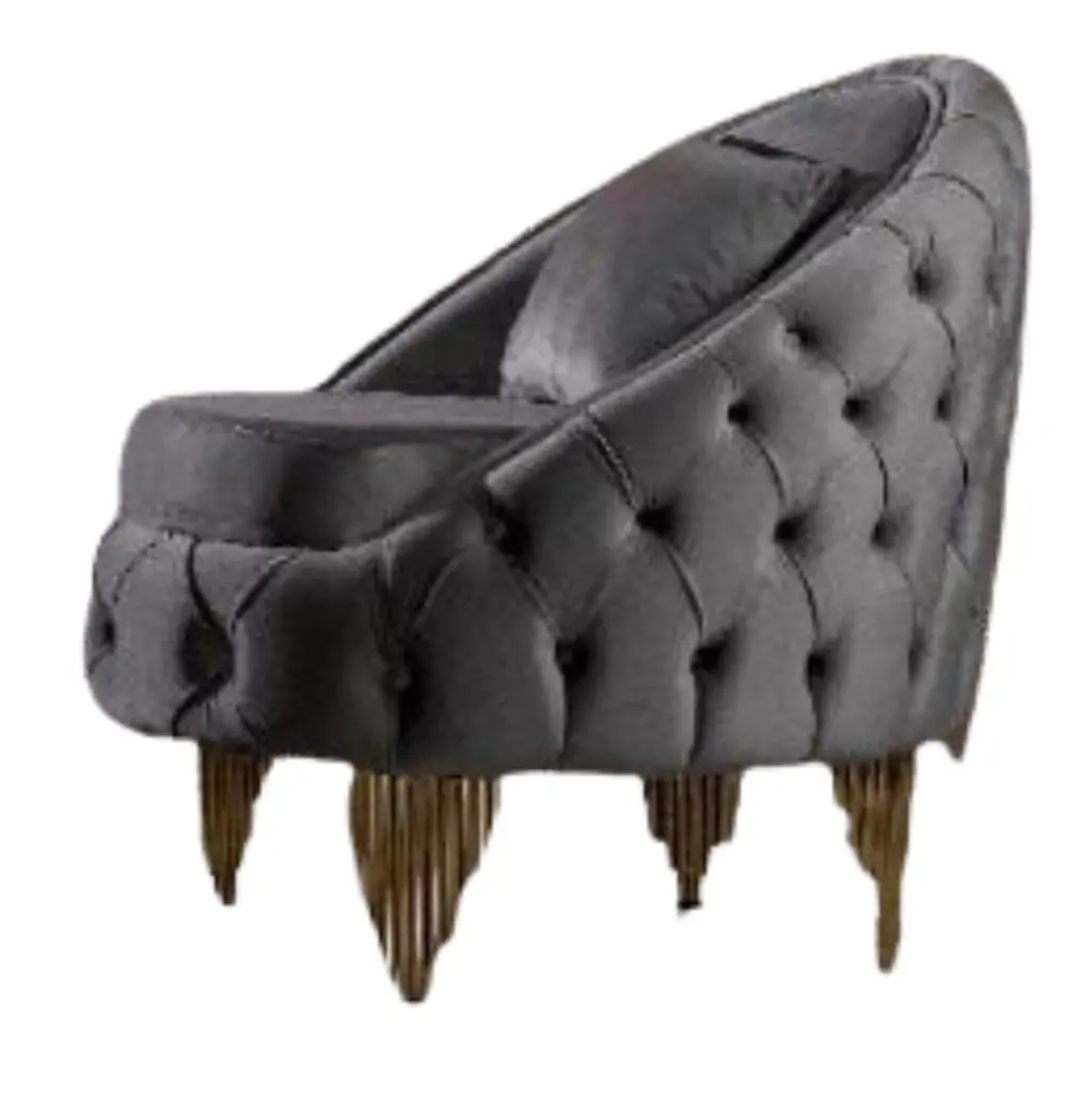 Grey Velvet Button Tufted Upholstered Chair Material Finish galaxy home furnishings
