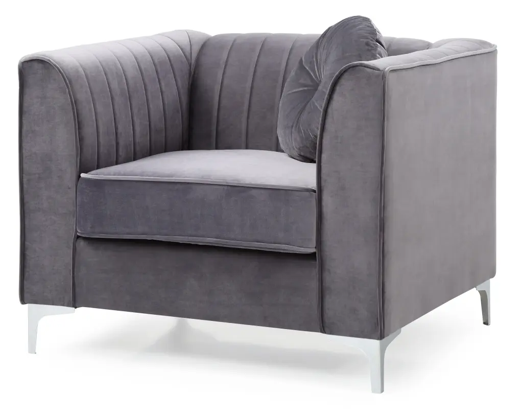 Delray G790A C Chair Gray Foam Velvet Upholstery glory furniture