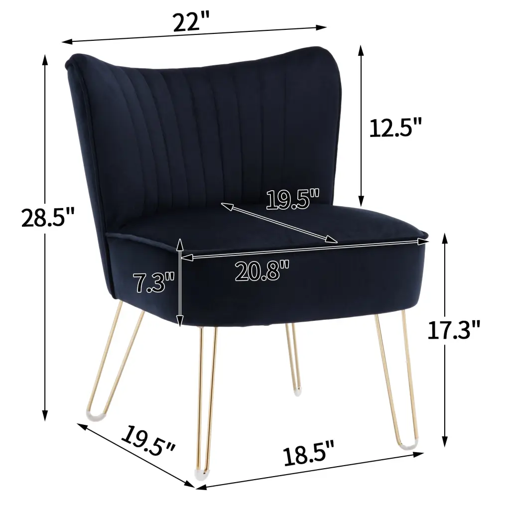 Hengming Modern Velvet Chair Armless Side Chair Metal Leg Chair Suitable Living Room hengming store