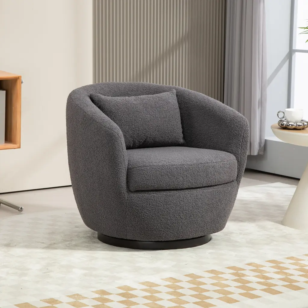 Upholstered Swivel Barrel Armchair Storage Modern Living Room Side Chair homemax