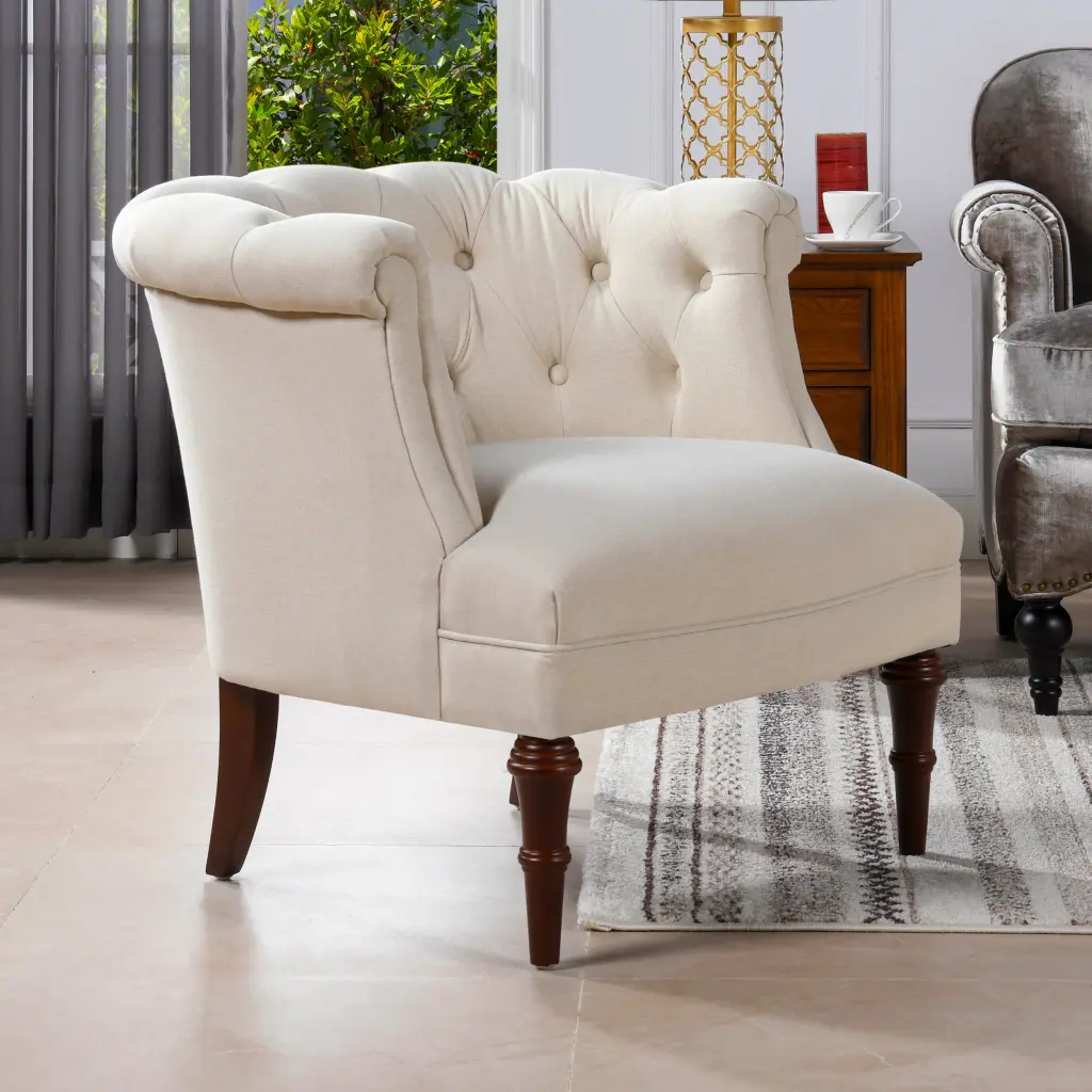 Katherine Tufted Accent Chair Sky Neutral Beige Polyester jennifer taylor home