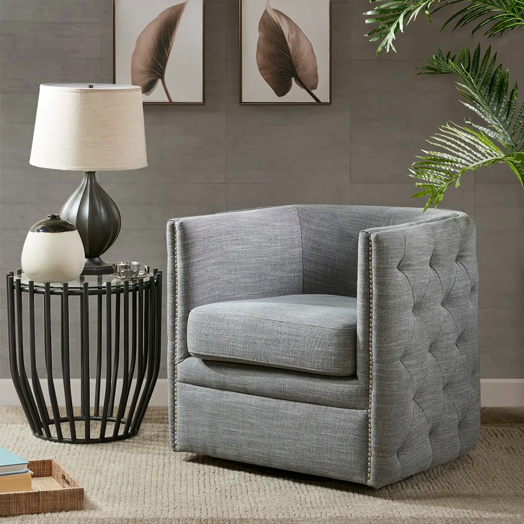 Capstone Swivel Chair Gray Solid Wood Modern Design jla