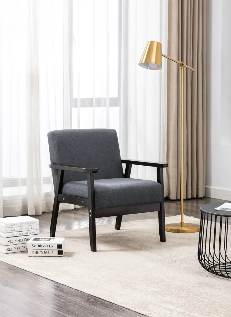 Bahamas 25 Inch Dark Gray Linen Fabric Chair Living Room or Office lilola home