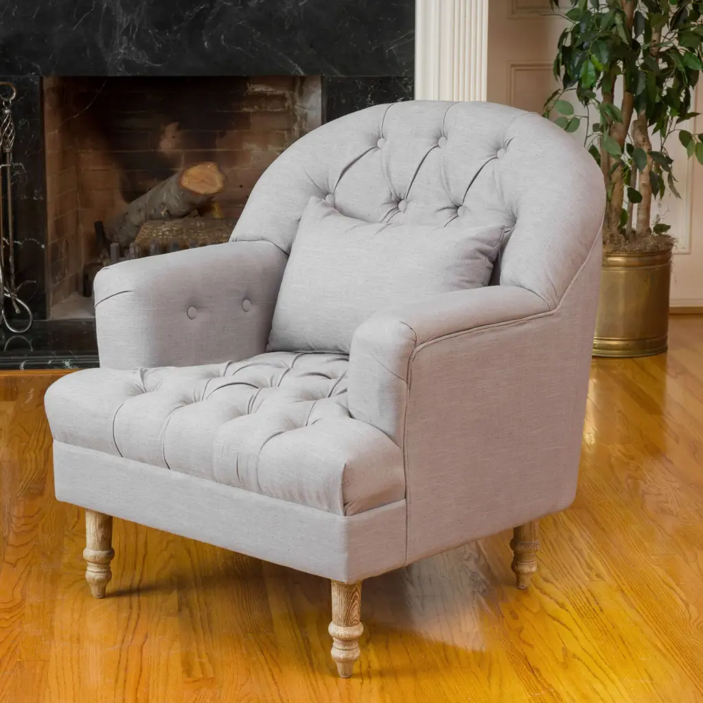 Anastasia Tufted Chair Blue Grey Fabric Living Room nh-cloudhouse