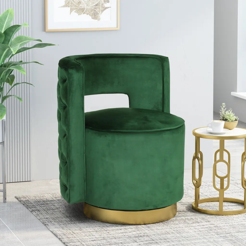 Emerald Velvet Swivel Arm Chair Living Room and Home Decor nh-comfortcove