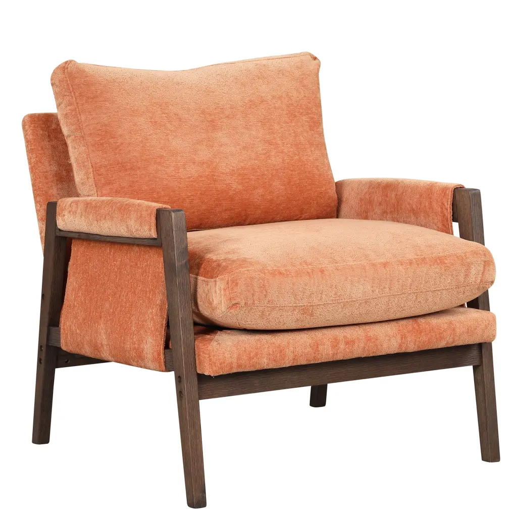 Mid Century Modern Velvet Accent Chair Solid Timber Frame oris fur.