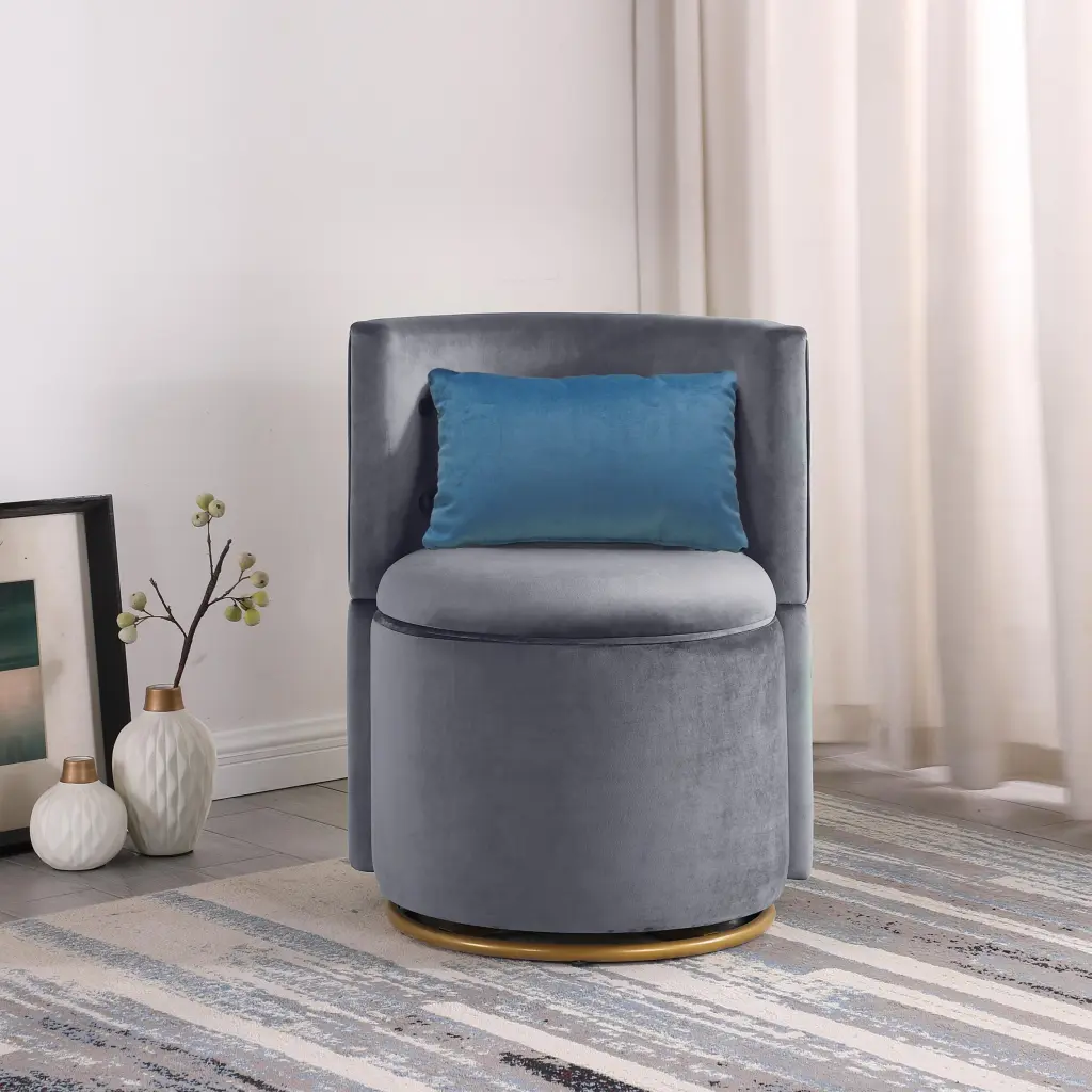 360 Swivel Accent Chair Storage Function And Velvet Pillow relax down