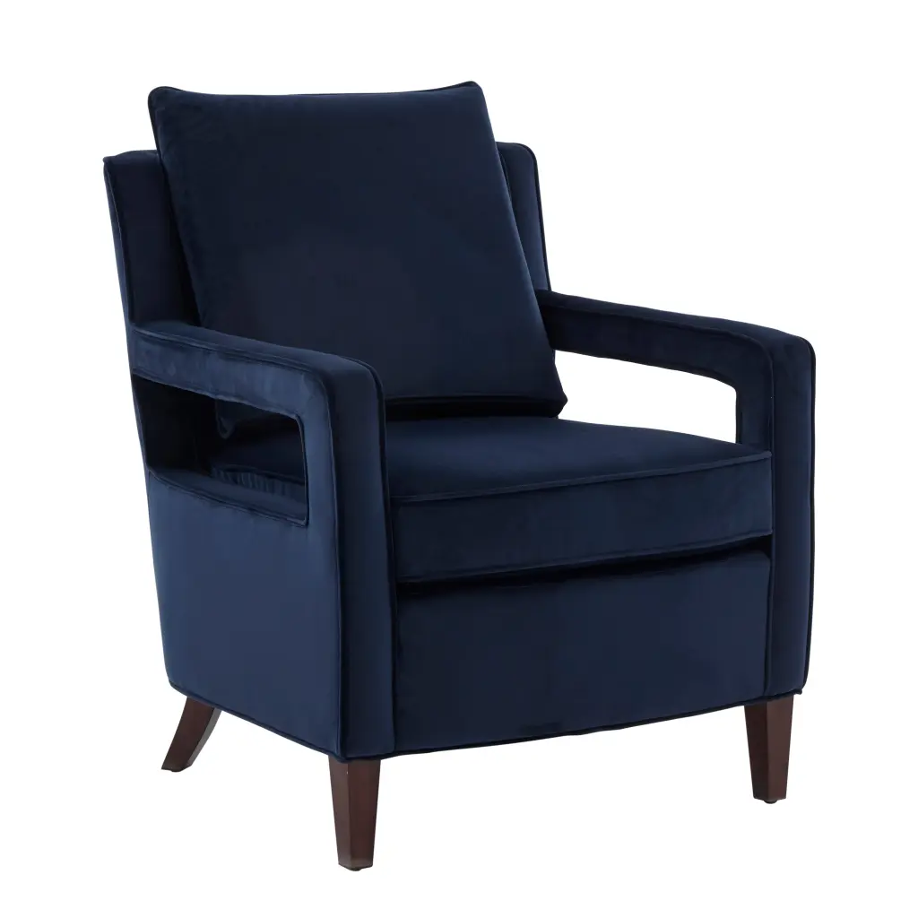 Alina Navy Blue Velvet Accent Arm Chair Navy Blue Foam Velvet Upholstery ridgecrest home