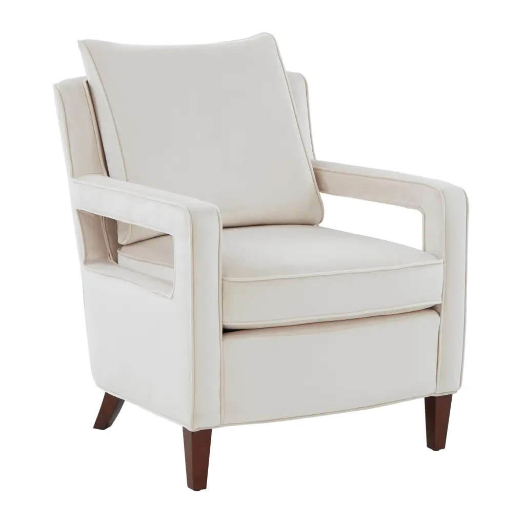 Alina Sea Oat Velvet Accent Arm Chair Beige Foam Velvet Upholstered Living Room Chair ridgecrest home