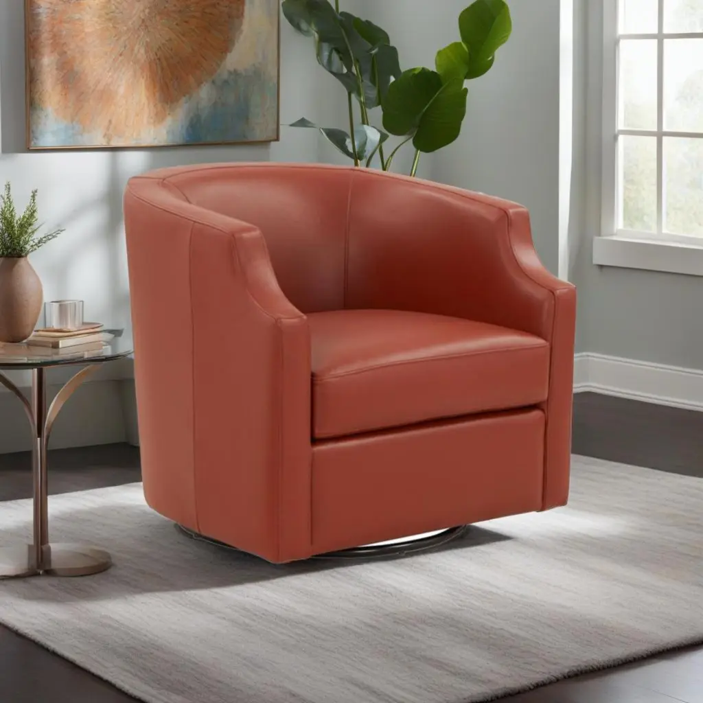 Emmett Caramel Top Grain Hide Swivel Glider Barrel Chair ridgecrest home