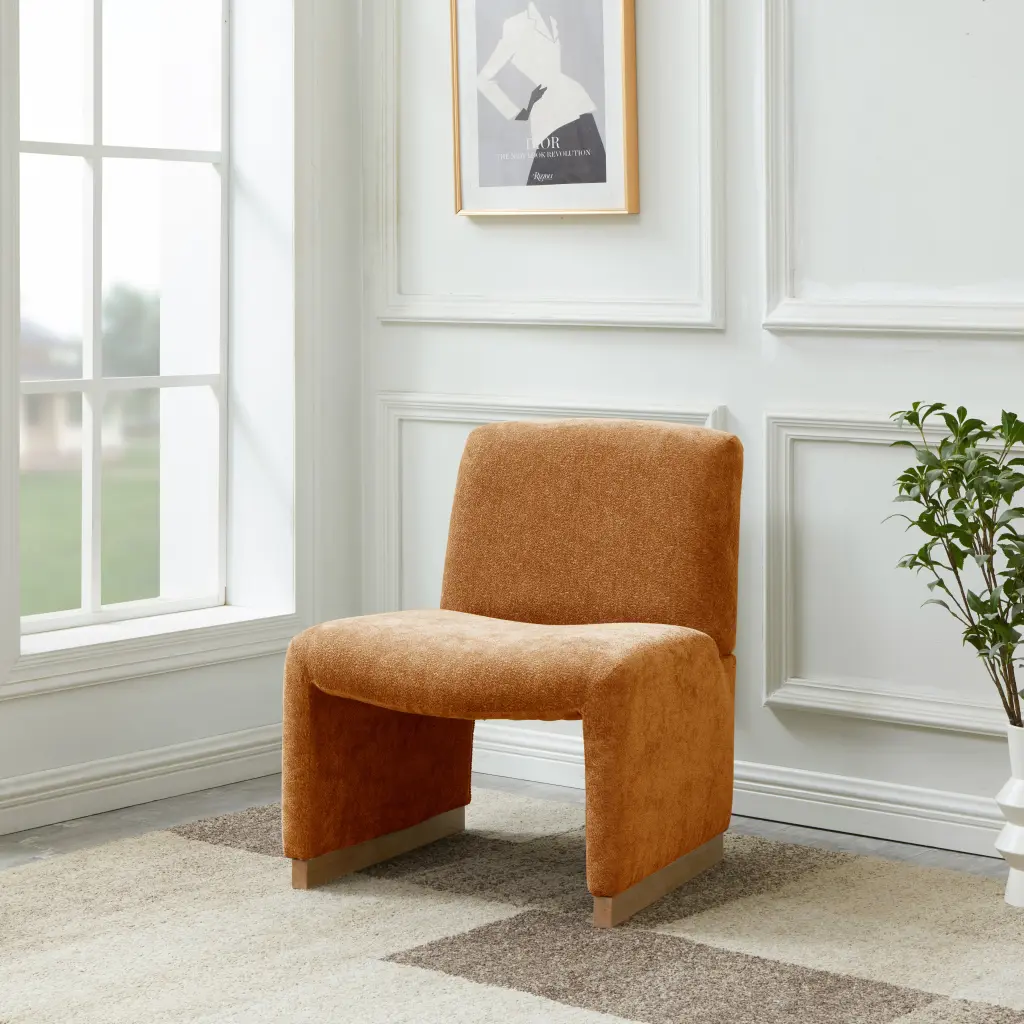 Comfy Accent Chair Upholstered Slipper Chair Armless Chair Wood Legs rnb
