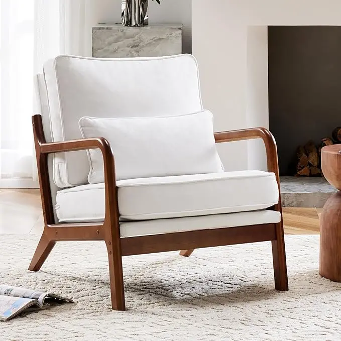 Accent Chair Mid Century Modern Chair Pillow Upholstered Lounge w1134dhs