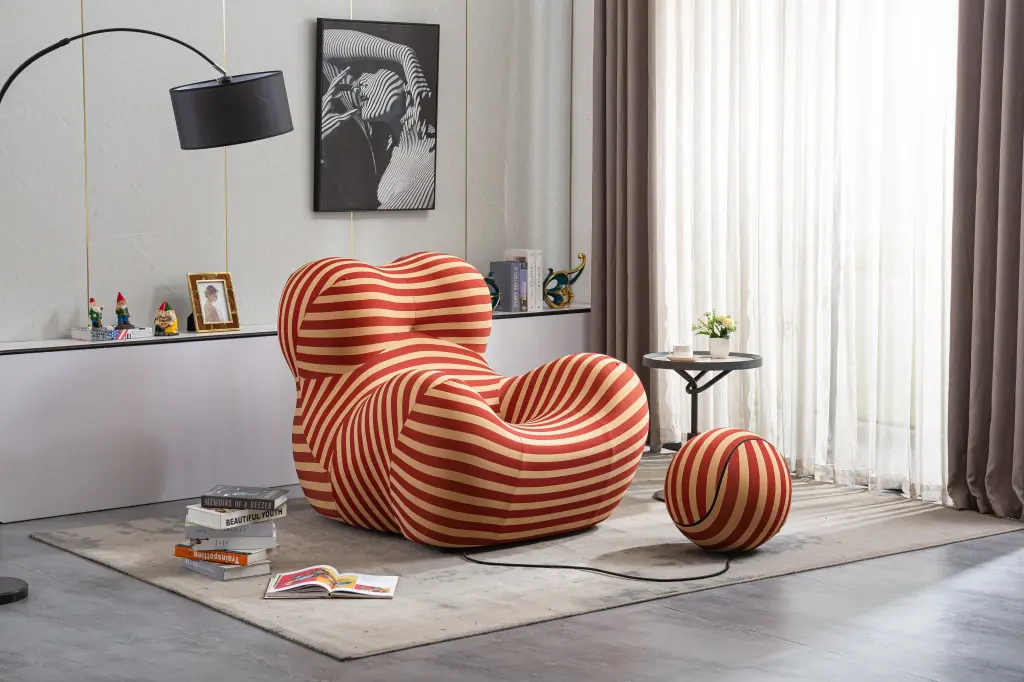Barrel Chair Ottoman Modern Comfy Stripe Chair Living Room Accent Furniture w1241 artisan furniture
