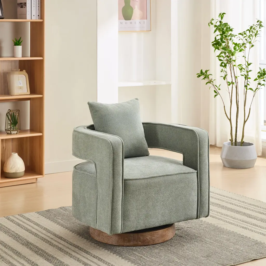 29.1 Inch Swivel Accent Open Back Chair Modern Comfy Sofa Chair Weather Resistant w1298