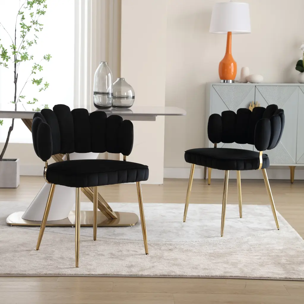 Coolmore Accent Chair Precious Metal Feet Black Velvet w1539 coolmore