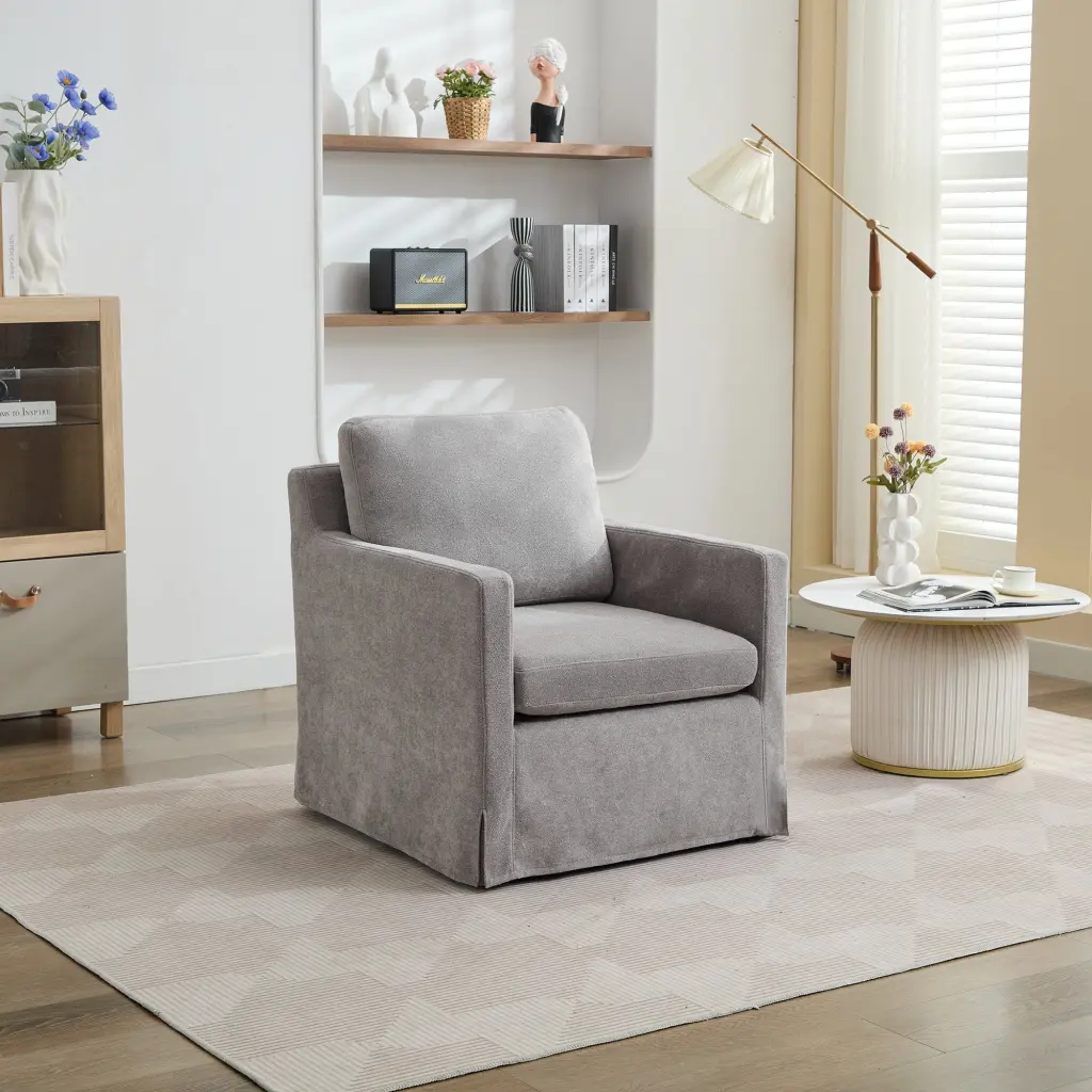 29.92 Swivel Accent Chair Upholstered Skirted Swivel Chair Removable Cushion w1852