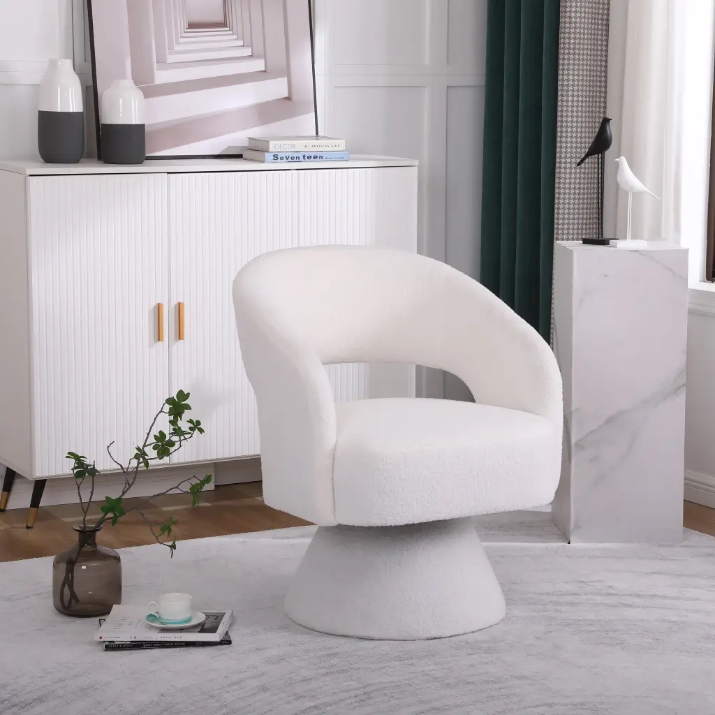 Swivel Accent Chair Armchair Round Barrel Chair Living Room Lounge xr-1361
