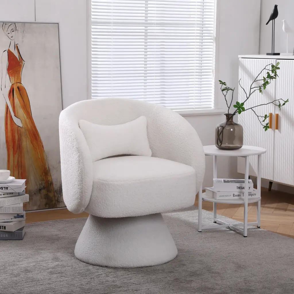 Swivel Accent Chair Armchair Round Barrel Chair Living Room xr-1361
