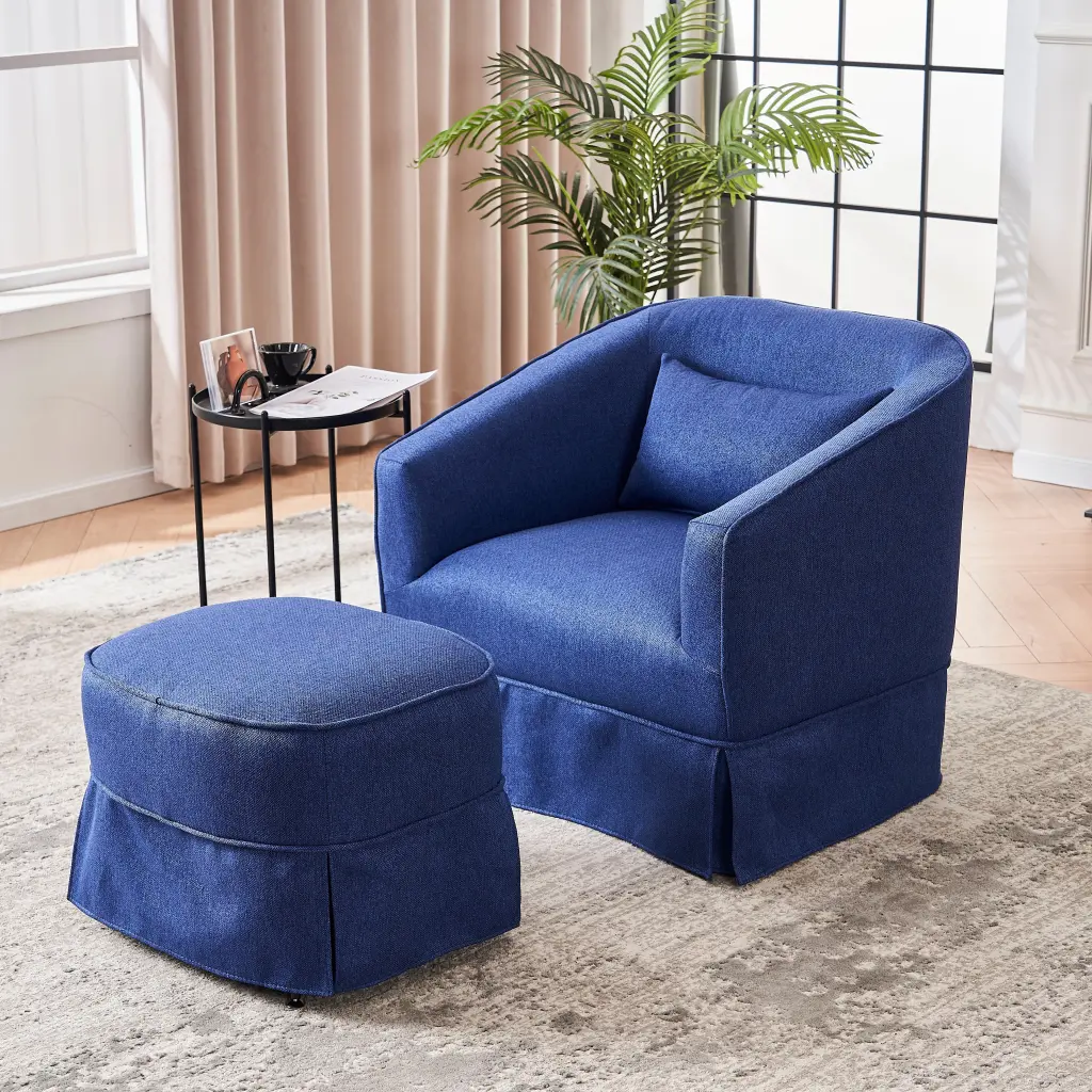 Swivel Barrel Chair Ottoman Accent Armchair Living Room Lounge xr-1361