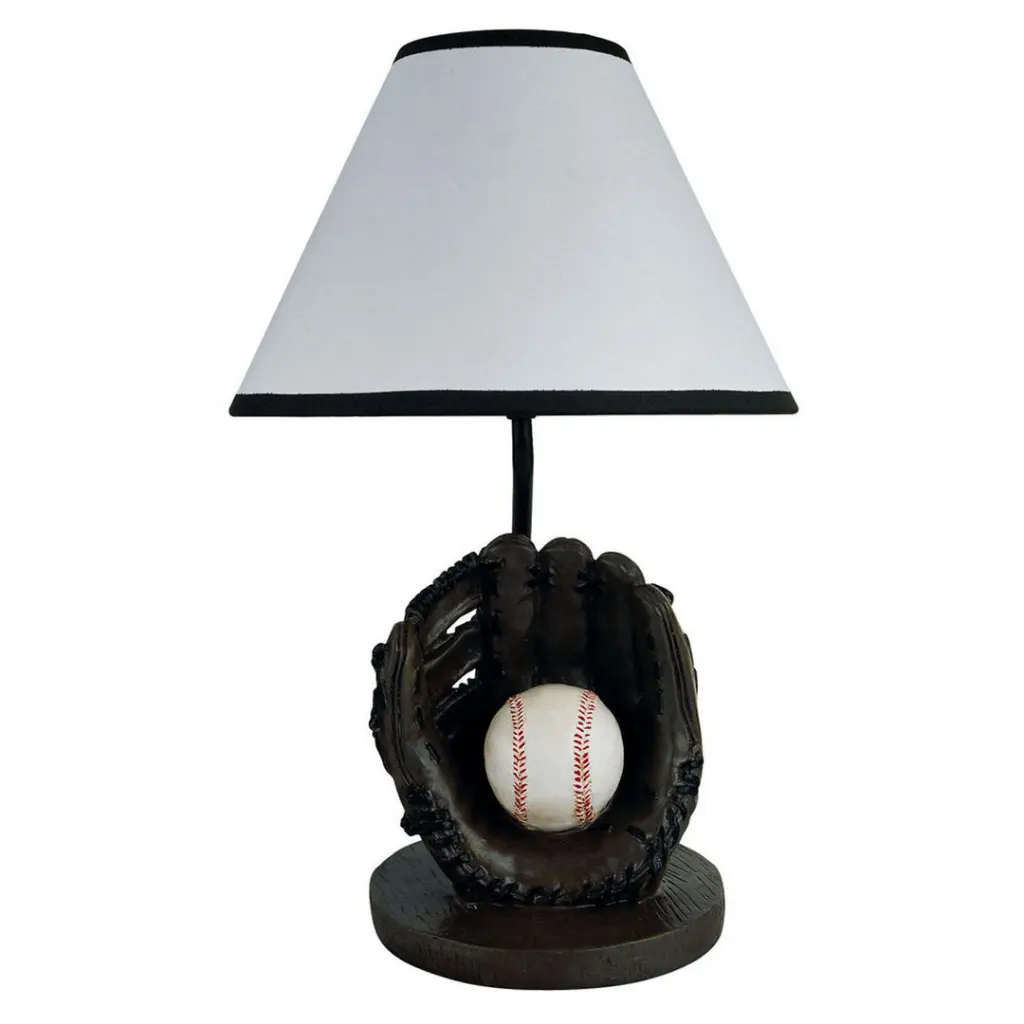 15 Tall Polyresin Accent Table Lamp Baseball Influenced Cone Linen Shade Lamp california home
