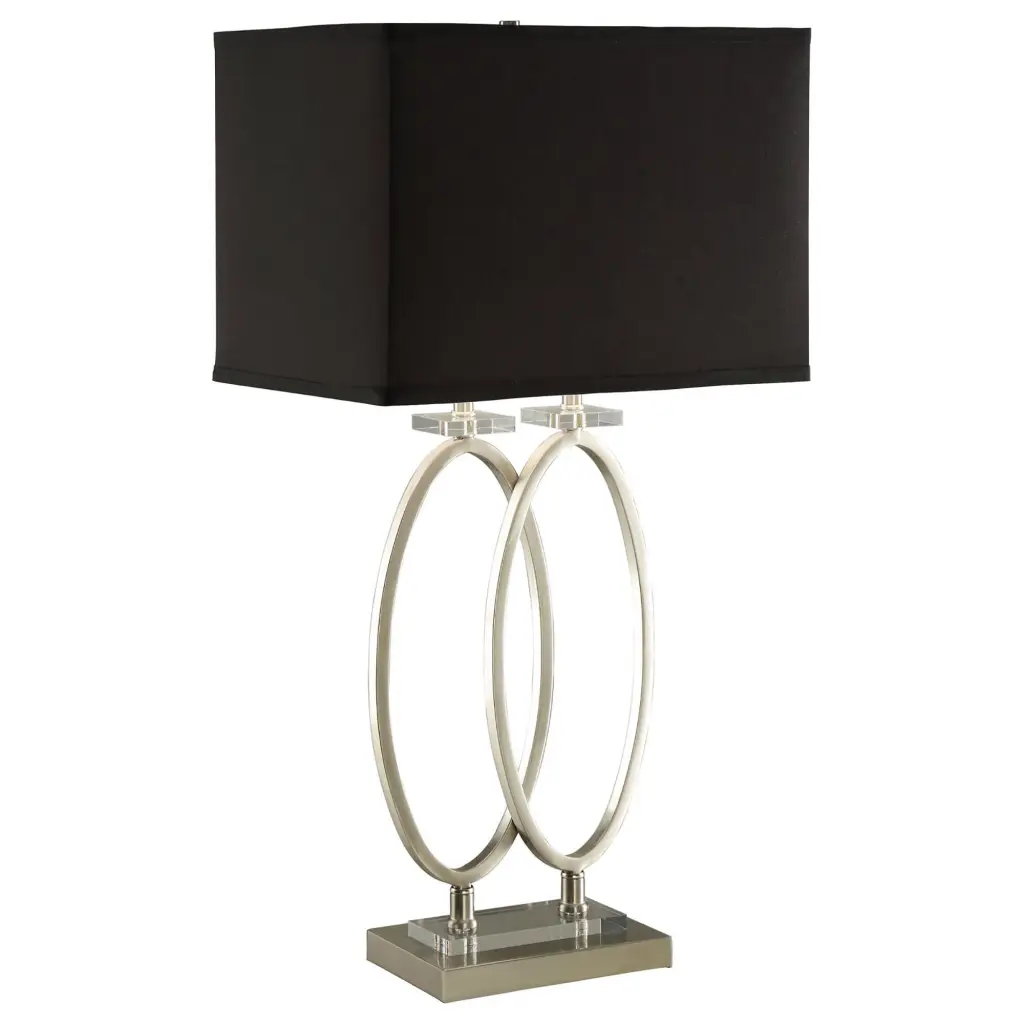 Nickel And Black Rectangular Shade Accent Lamp Silver Table Floor Modern Lighting furniture max