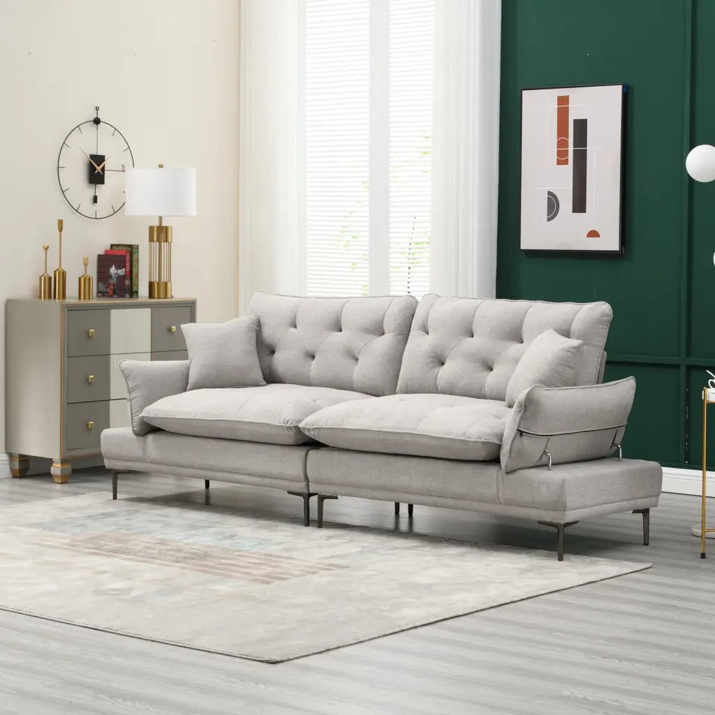 United Linen Sofa Accent Sofa Seat Metal Feet Light Gray Living Room w1568 united we win