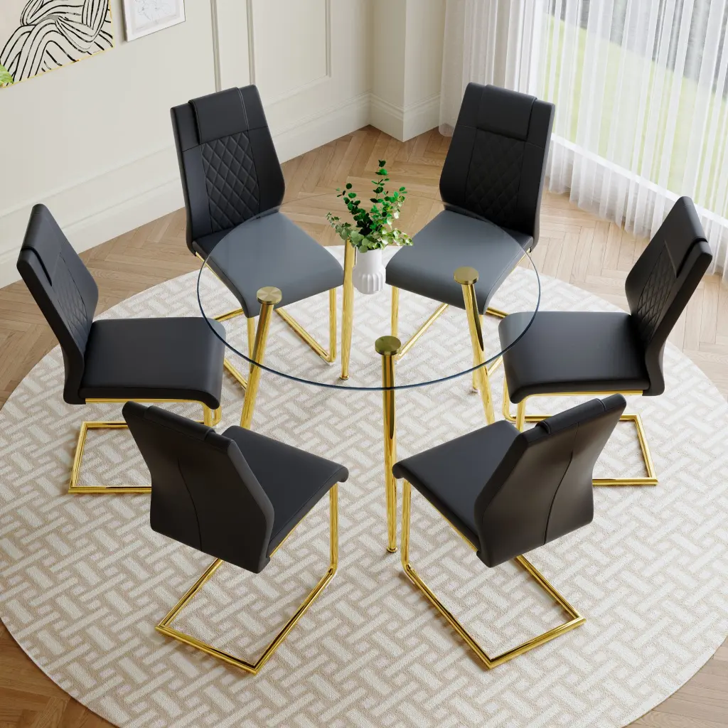 Modern Minimalist Round Transparent Tempered Crystal Table droom w-1151