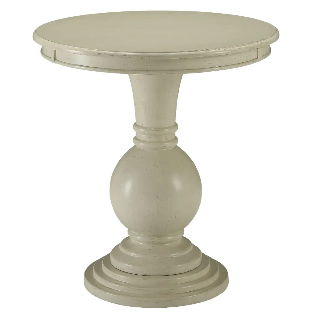 Antique White Accent Table Pedestal Base Living Room Side Table furniture max