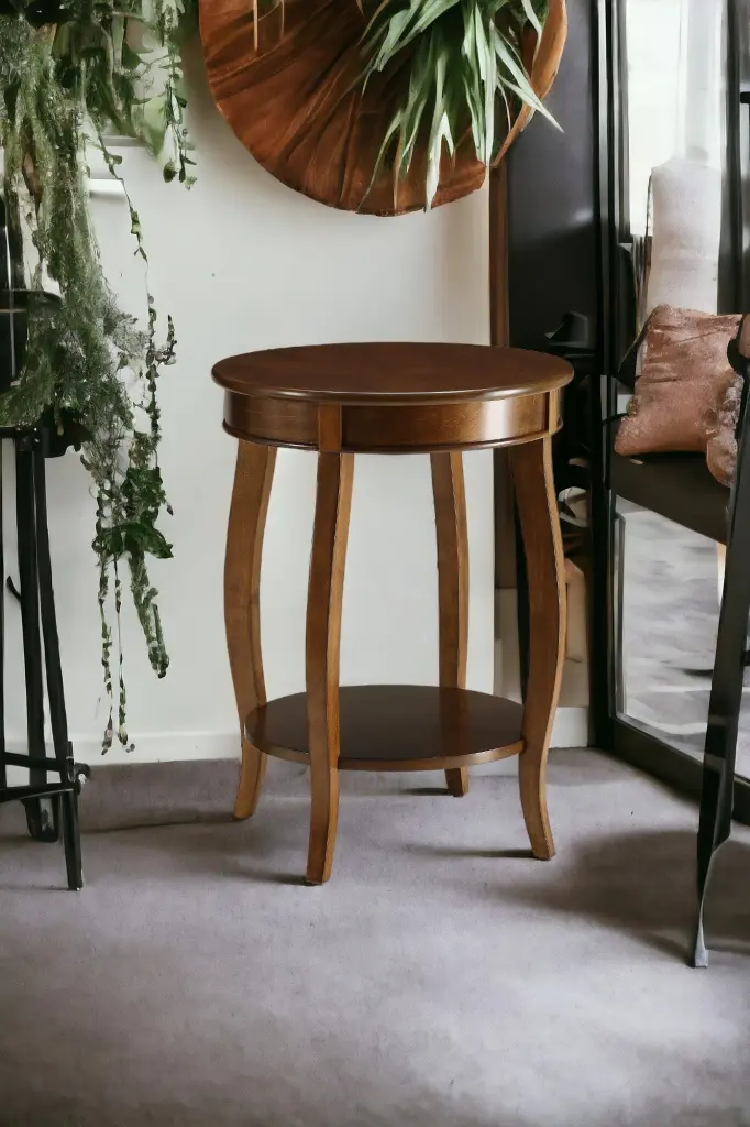 Aberta Walnut Finish Accent Table Synthetic Timber Side Table urban nest