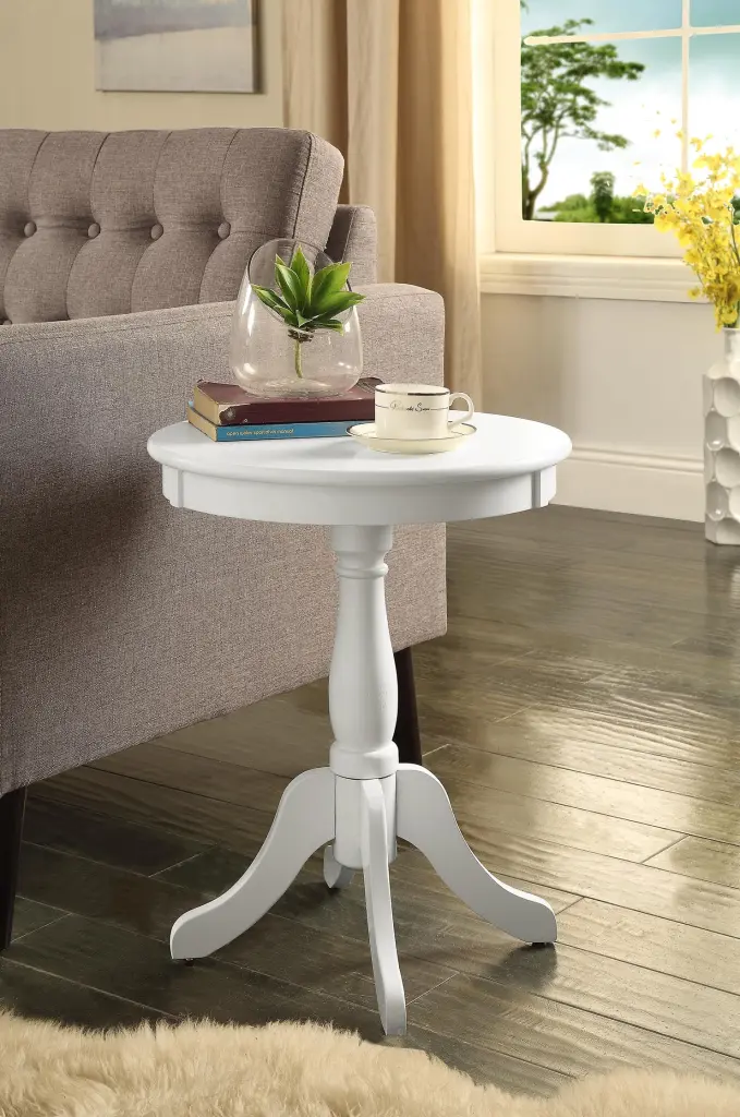 Alger White Finish Accent Table White Synthetic Wood Living Room urban nest