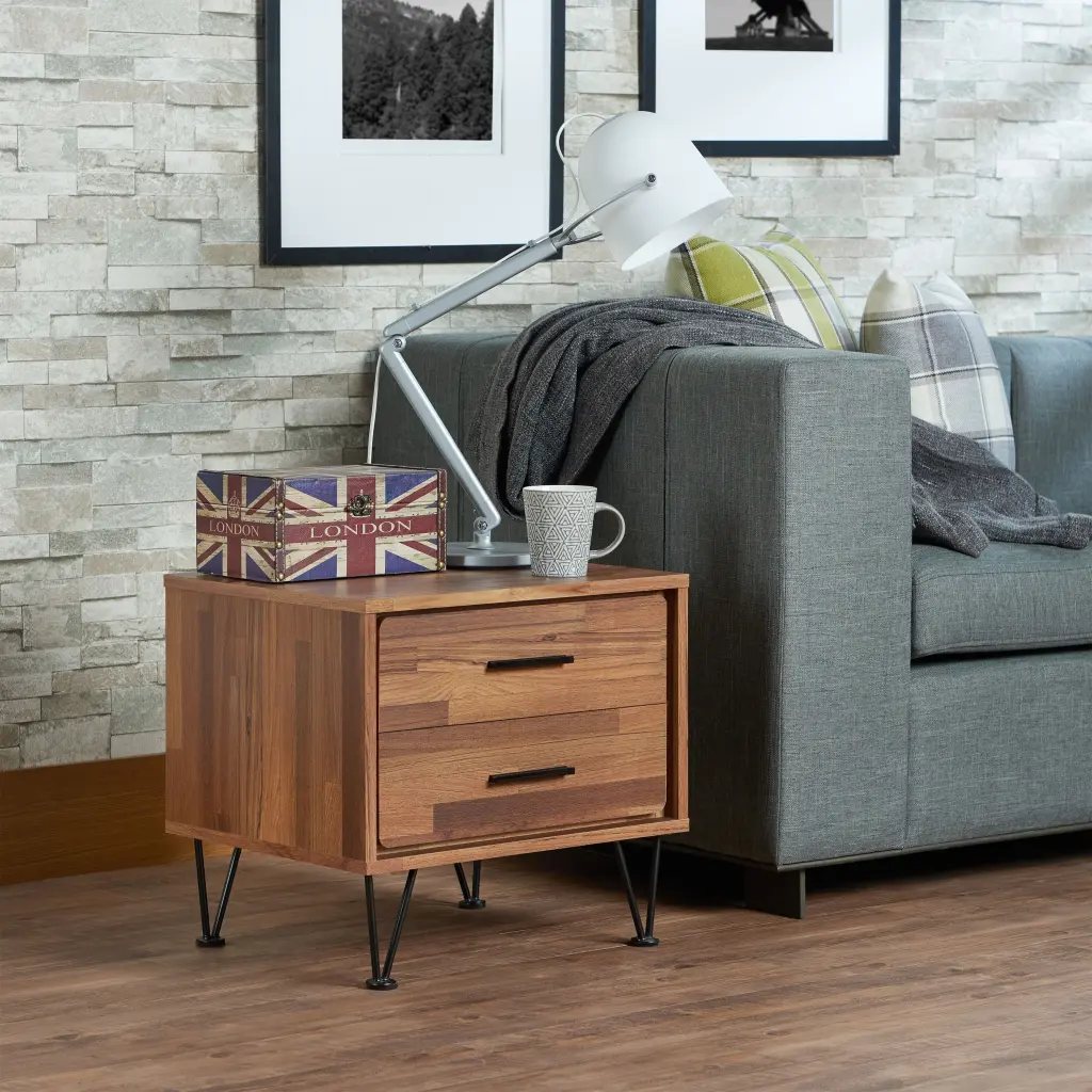 Deoss Walnut Finish Accent Table Synthetic Timber Side Table urban nest