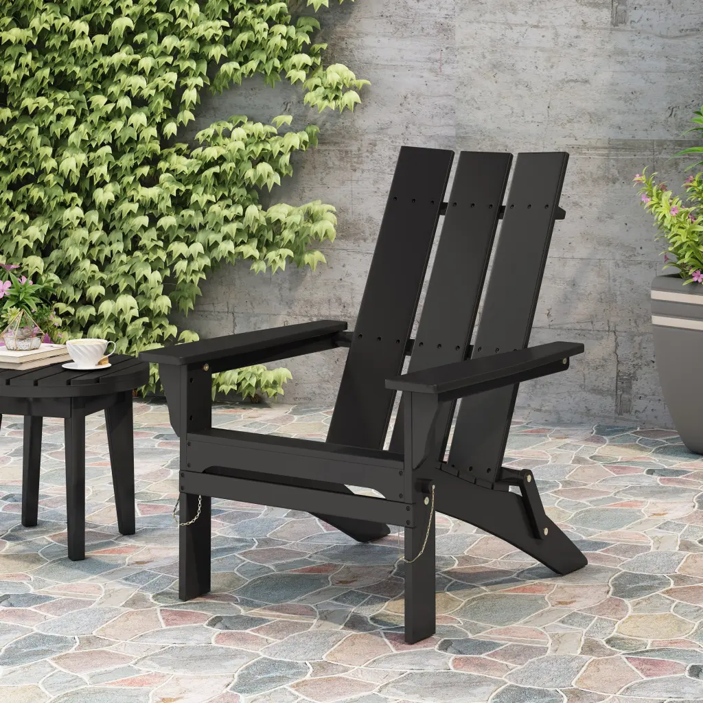 Zuma Collapsible Black Wood Adirondack Chair Outdoor Use nh-ihave