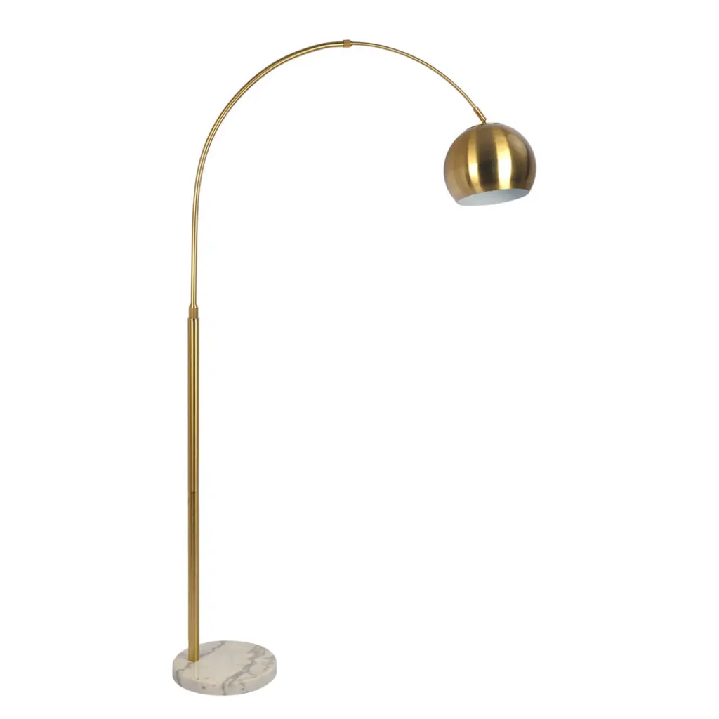 Oasis Long Arm Copper Alloy Floor Lamp Round White Marble Base Customizable Lighting ashcroft furniture