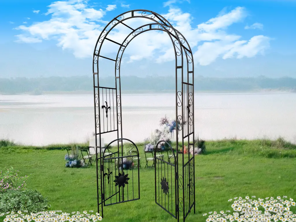 Metal Garden Arch Doors Arbor Trellis Climbing Plants w-s industry