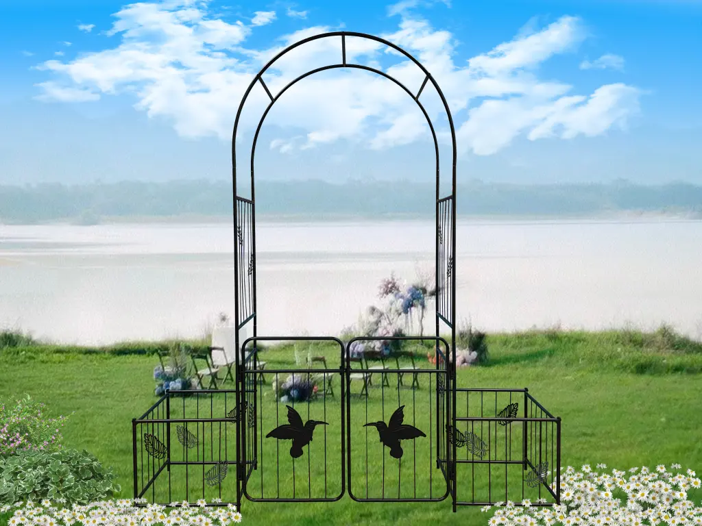 Metallic Garden Arch Doors Garden Arbor Trellis Climbing Plants Outdoor Decor w-s industry